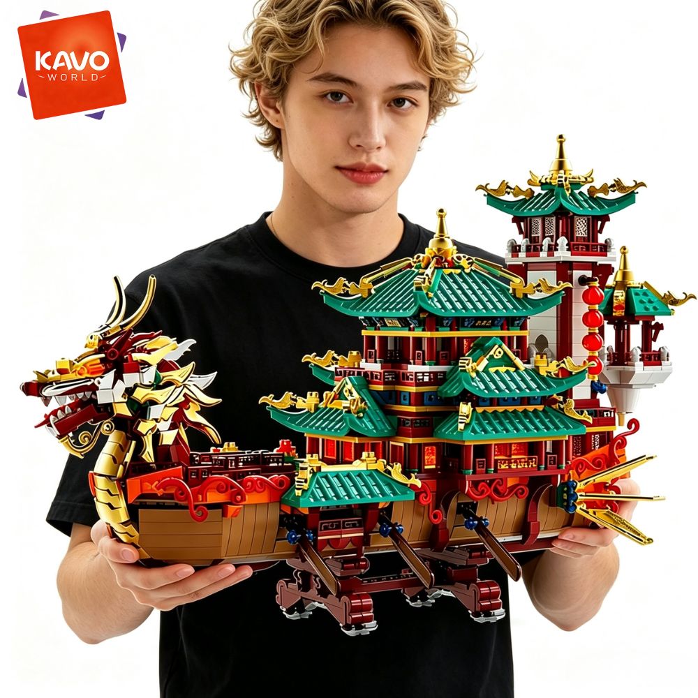 Interior Design Lego - KAVOWORLD 2453pcs Dragon Boat Building Blocks