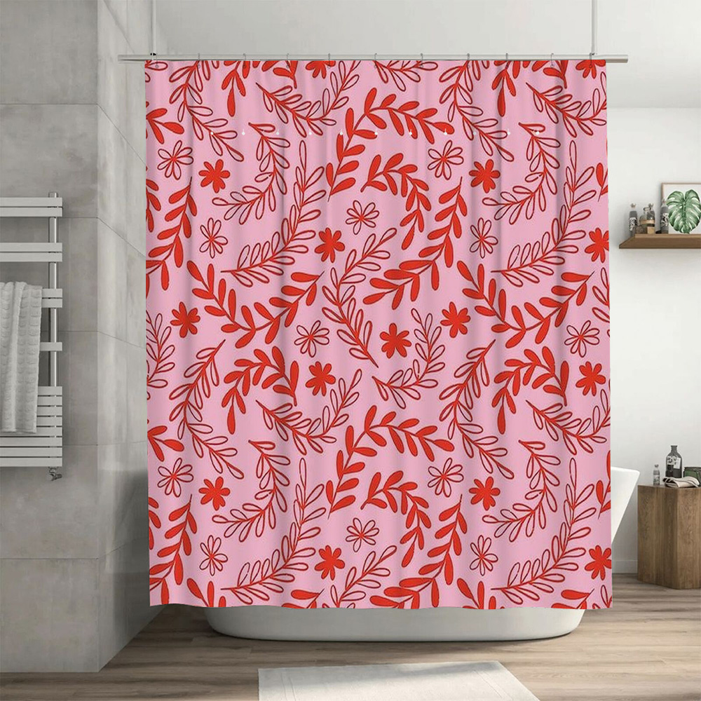 Pink Red Floral Shower Curtain - đánh giá và giá Interior Design Your Home