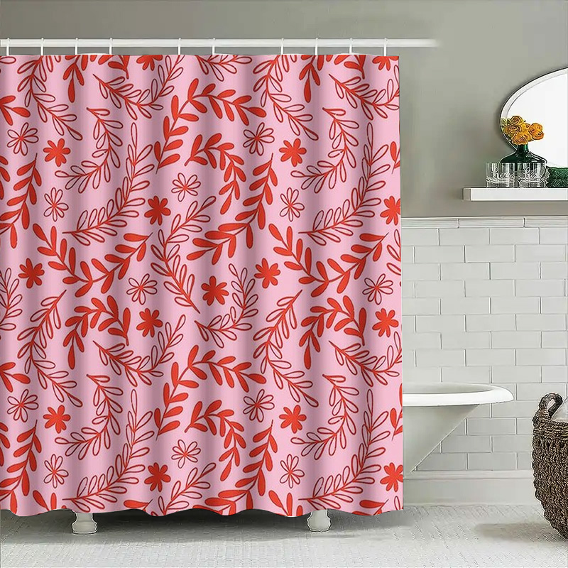 Pink Red Floral Shower Curtain - đánh giá và giá Interior Design Your Home