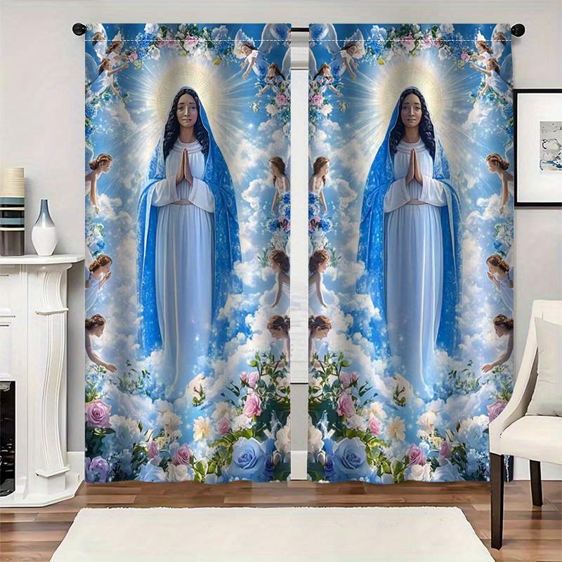 Virgin Mary Curtains Religious - đánh giá và giá Interior Design Of Cafe