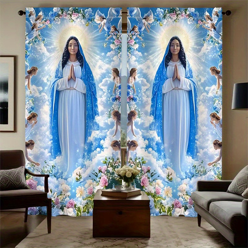 Virgin Mary Curtains Religious - đánh giá và giá Interior Design Of Cafe