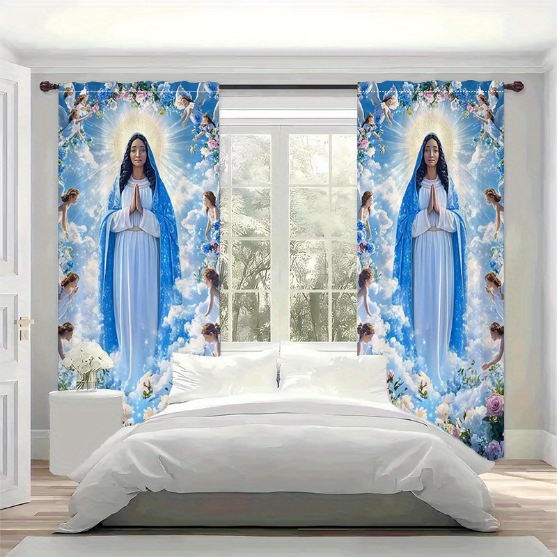 Virgin Mary Curtains Religious - đánh giá và giá Interior Design Of Cafe