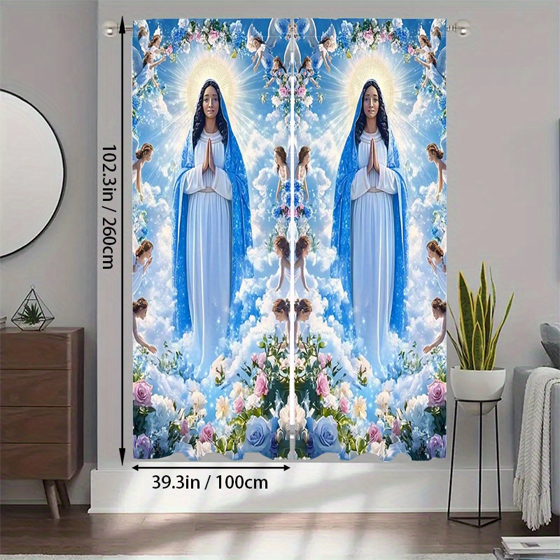 Virgin Mary Curtains Religious - đánh giá và giá Interior Design Of Cafe